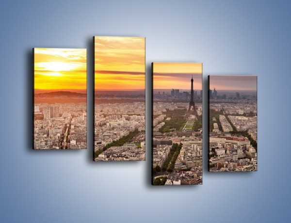 Obraz na płótnie – Zachód słońca nad Paryżem – czteroczęściowy AM420W2