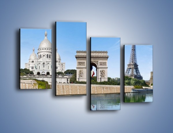 Obraz na płótnie – Atrakcje turystyczne Paryża – czteroczęściowy AM448W2