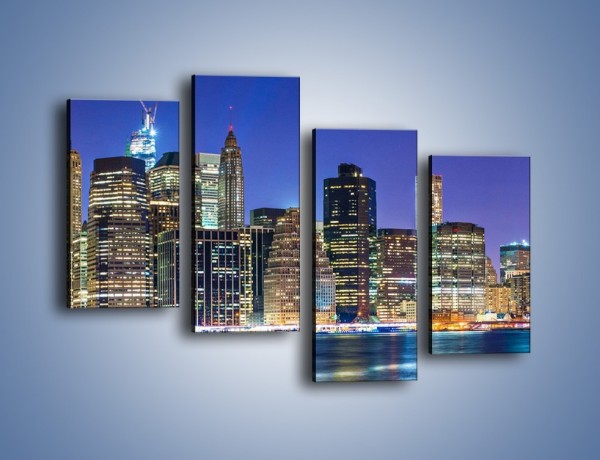 Obraz na płótnie – Kolorowa panorama Nowego Yorku – czteroczęściowy AM479W2