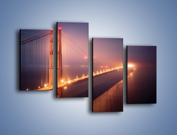 Obraz na płótnie – Most Golden Gate w nocnej mgle – czteroczęściowy AM490W2