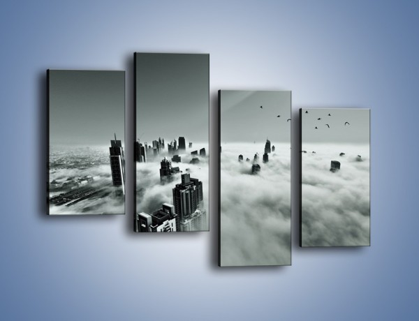Obraz na płótnie – Centrum Dubaju we mgle – czteroczęściowy AM502W2