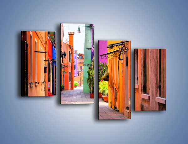 Obraz na płótnie – Kolorowa uliczka we włoskim Burano – czteroczęściowy AM509W2