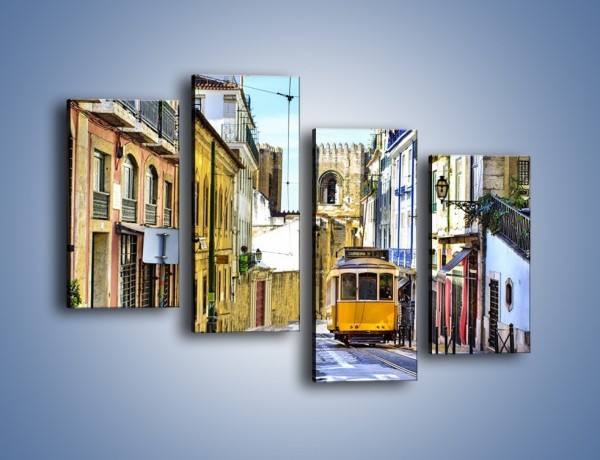 Obraz na płótnie – Romantyczna uliczka w Lizbonie – czteroczęściowy AM530W2