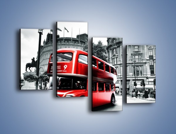 Obraz na płótnie – Czerwony bus w Londynie – czteroczęściowy AM540W2