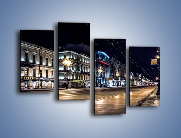 Obraz na płótnie – Ulica w Petersburgu nocą – czteroczęściowy AM544W2