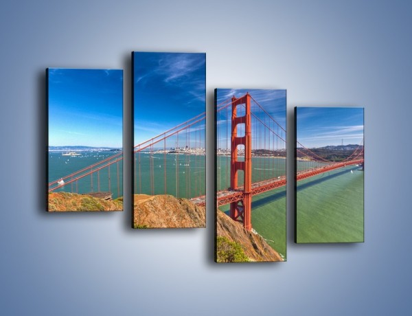 Obraz na płótnie – Most Golden Gate o poranku – czteroczęściowy AM600W2