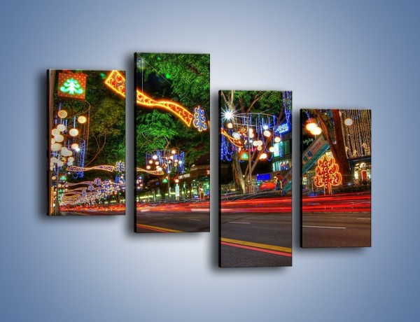 Obraz na płótnie – Noworoczne dekoracje w Singapurze – czteroczęściowy AM616W2