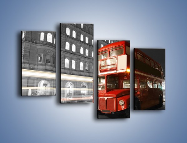 Obraz na płótnie – Czerwony autobus w Londynie – czteroczęściowy AM634W2