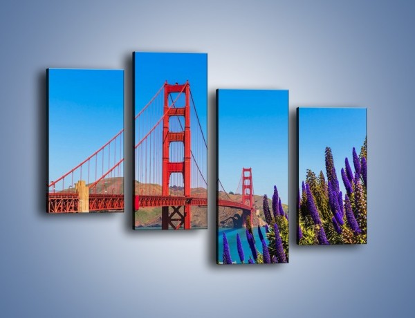 Obraz na płótnie – Golden Gate pod błękitnym niebem – czteroczęściowy AM644W2
