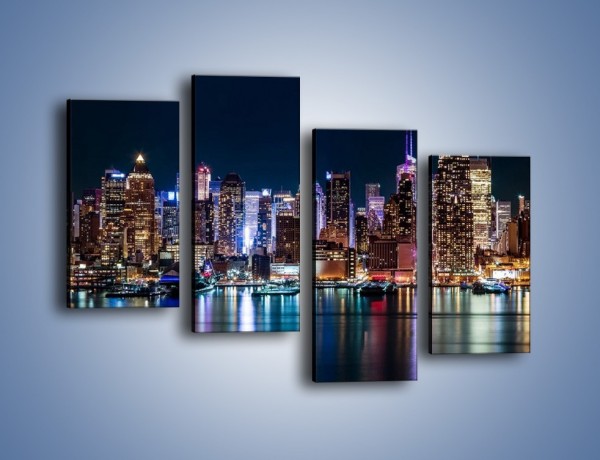 Obraz na płótnie – Nocna panorama Nowego Yorku – czteroczęściowy AM658W2
