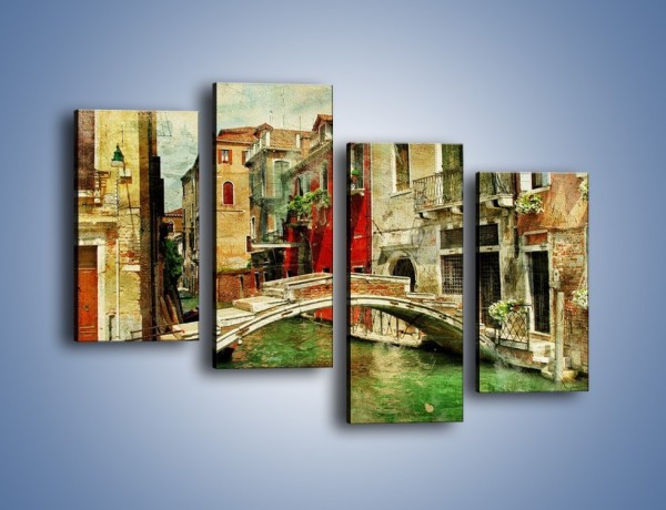 Obraz na płótnie – Mostek nad kanałem w Wenecji vintage – czteroczęściowy AM688W2