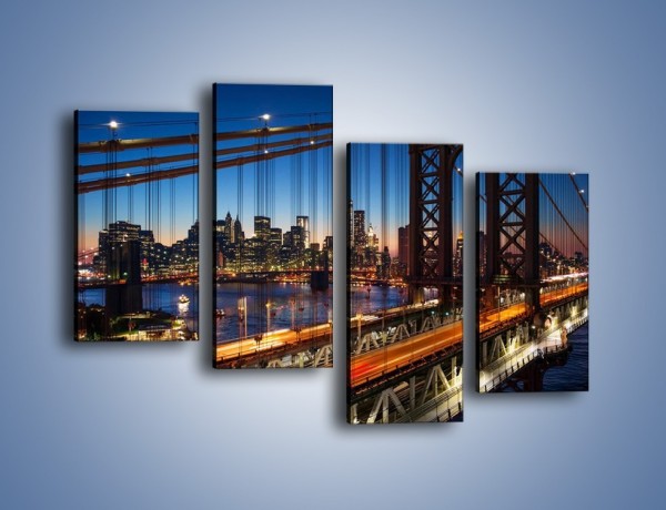 Obraz na płótnie – Nowojorskie mosty na tle Manhattanu – czteroczęściowy AM751W2