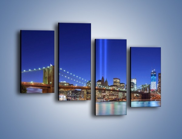 Obraz na płótnie – Świetlne kolumny w Nowym Jorku – czteroczęściowy AM757W2