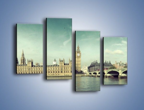 Obraz na płótnie – Panorama Pałacu Westminsterskiego – czteroczęściowy AM758W2