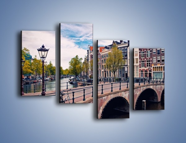 Obraz na płótnie – Kanał i most amsterdamski – czteroczęściowy AM759W2