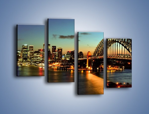 Obraz na płótnie – Panorama Sydney po zmroku – czteroczęściowy AM770W2