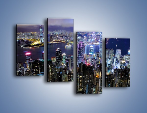Obraz na płótnie – Nocna panorama Hong Kongu – czteroczęściowy AM772W2