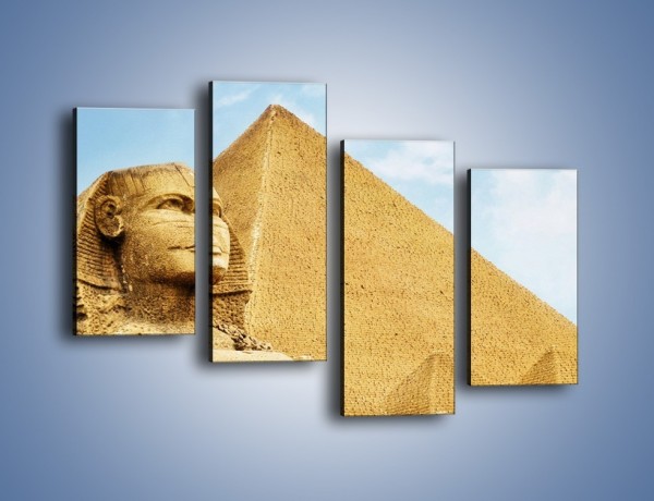 Obraz na płótnie – Sfinks i piramidy – czteroczęściowy AM782W2
