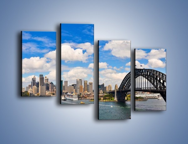 Obraz na płótnie – Panorama Sydney w pochmurny dzień – czteroczęściowy AM784W2