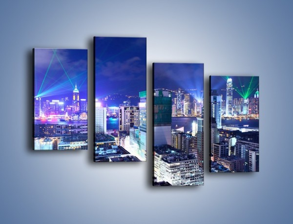 Obraz na płótnie – Pokaz laserów nad Hong Kongiem – czteroczęściowy AM796W2