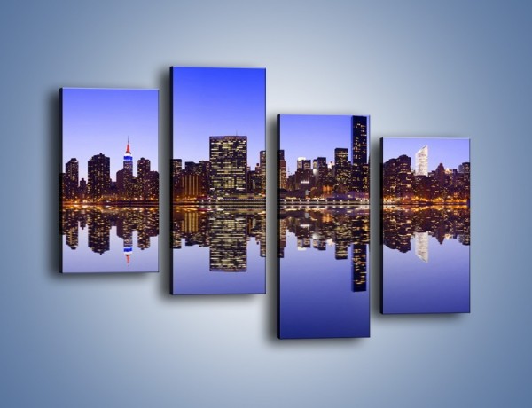 Obraz na płótnie – Panorama Manhattanu w odbiciu wody – czteroczęściowy AM798W2