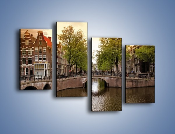 Obraz na płótnie – Amsterdamski kanał – czteroczęściowy AM800W2