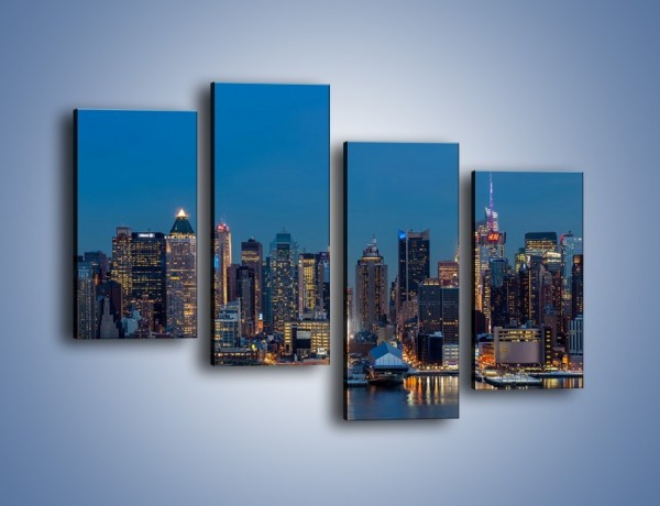 Obraz na płótnie – Panorama Nowego Yorku w nocy – czteroczęściowy AM809W2