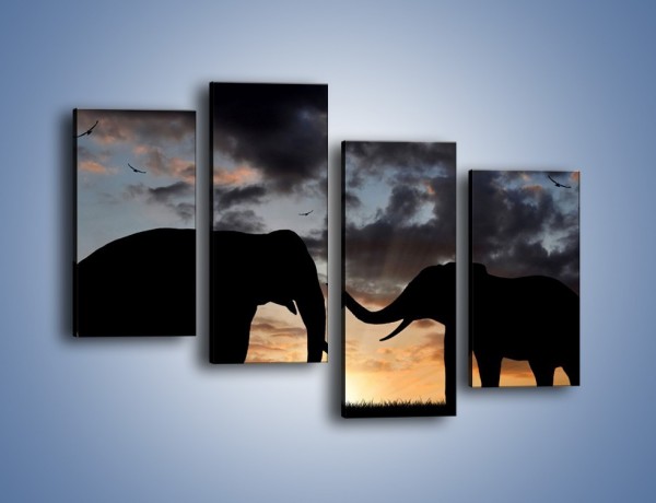 Obraz na płótnie – Dyskusja wśród słoni – czteroczęściowy GR309W2