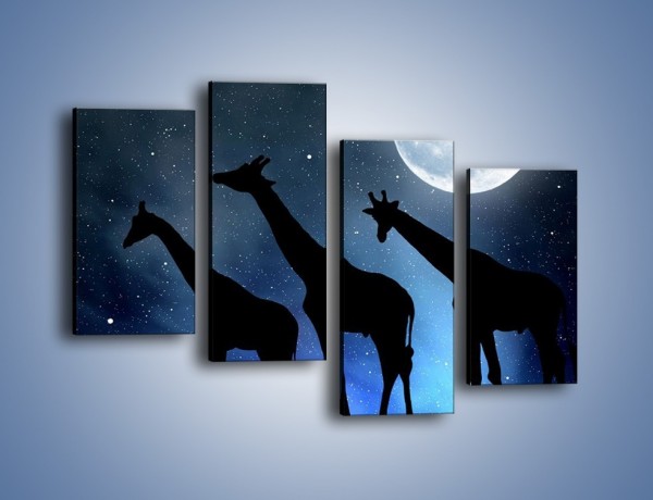 Obraz na płótnie – Żyrafie trio nocą – czteroczęściowy GR316W2