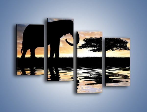 Obraz na płótnie – Samotność wśród słoni – czteroczęściowy GR317W2