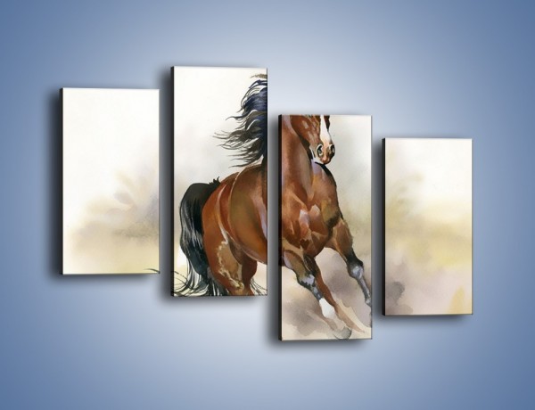 Obraz na płótnie – Piękny koń w galopie – czteroczęściowy GR338W2