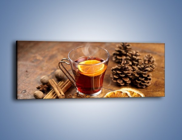 Obraz na płótnie – Zaparzona herbata z pomarańczą – jednoczęściowy panoramiczny JN663