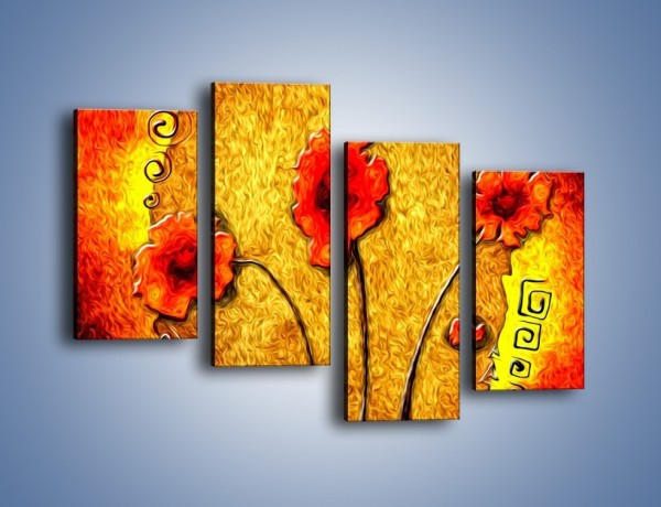 Obraz na płótnie – Maki w ogniu – czteroczęściowy GR572W2