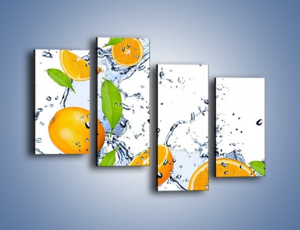 Obraz na płótnie – Orzeźwiające pomarańcze z miętą – czteroczęściowy JN003W2