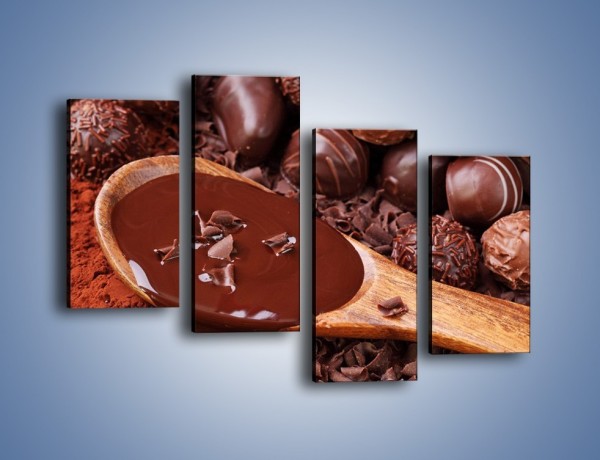 Obraz na płótnie – Praliny w płynącej czekoladzie – czteroczęściowy JN018W2