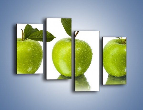 Obraz na płótnie – Świeżo umyte zielone jabłka – czteroczęściowy JN047W2