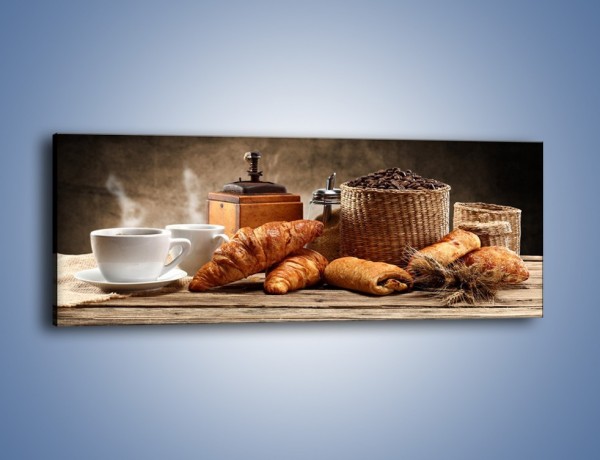 Obraz na płótnie – Rogal idealny do kawy – jednoczęściowy panoramiczny JN670