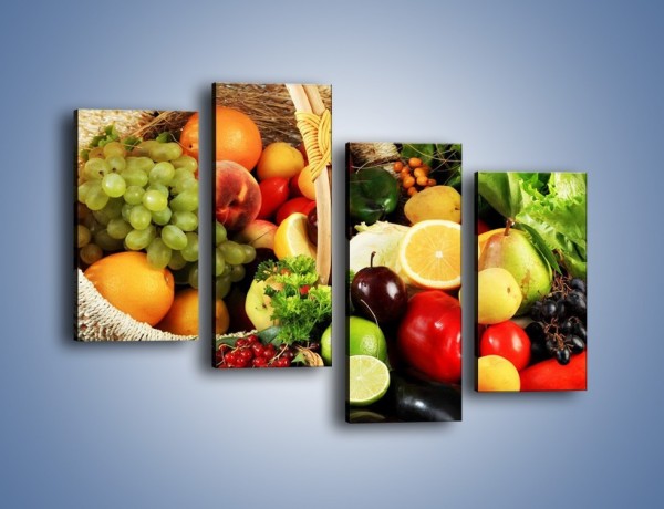 Obraz na płótnie – Kosz pełen owocowo-warzywnego zdrowia – czteroczęściowy JN059W2
