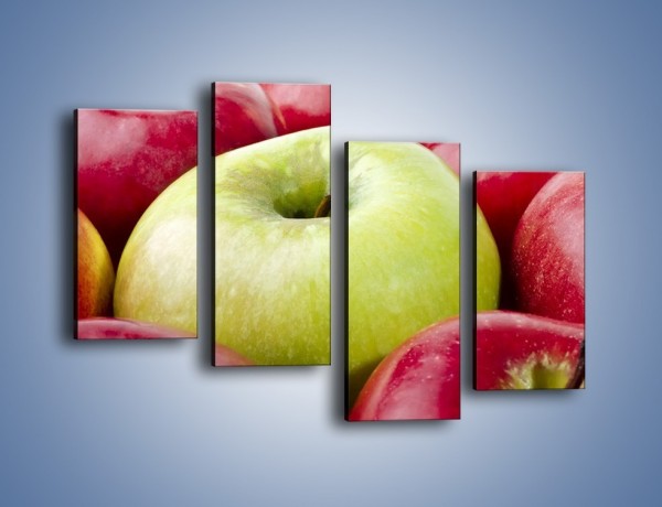 Obraz na płótnie – Zielone wśród czerwonych jabłek – czteroczęściowy JN155W2