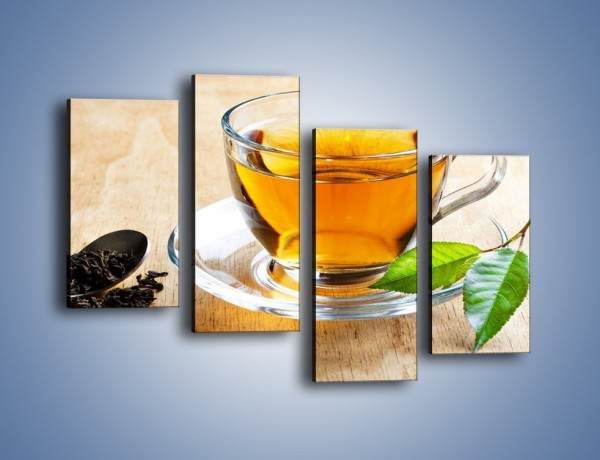 Obraz na płótnie – Listek mięty dla orzeźwienia herbaty – czteroczęściowy JN290W2