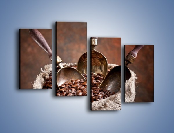 Obraz na płótnie – Wór pełen ziaren kawy – czteroczęściowy JN344W2