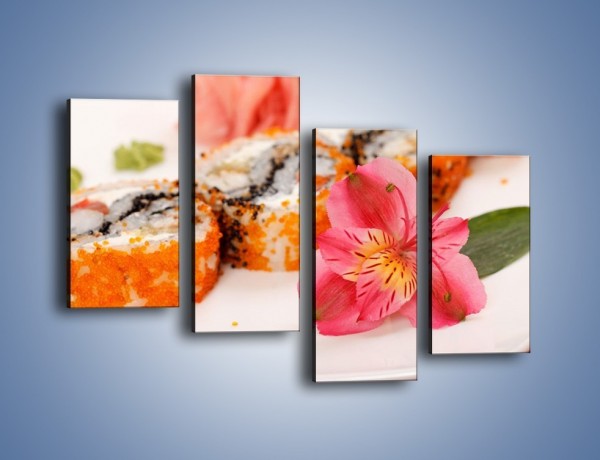 Obraz na płótnie – Sushi z kwiatem – czteroczęściowy JN354W2
