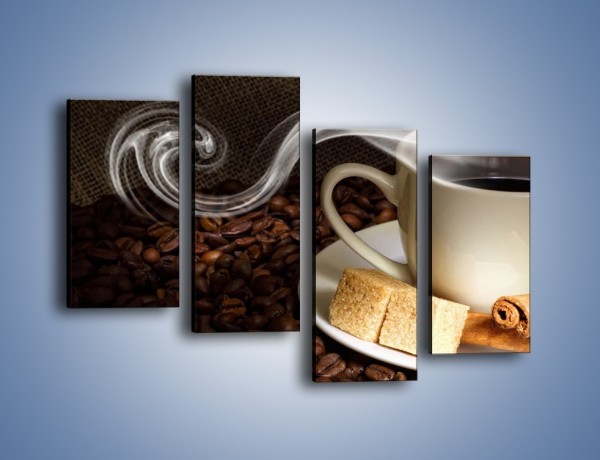 Obraz na płótnie – Kawa z kostkami cukru – czteroczęściowy JN364W2