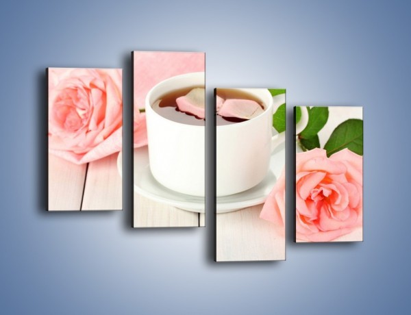 Obraz na płótnie – Herbata wśród róż – czteroczęściowy JN369W2