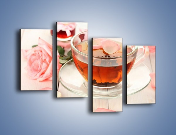 Obraz na płótnie – Herbata z płatkami róż – czteroczęściowy JN370W2