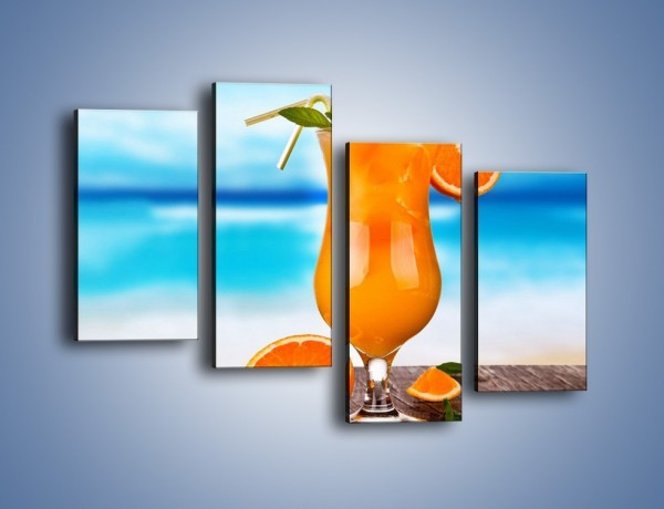 Obraz na płótnie – Pomarańczowy drink z miętą – czteroczęściowy JN395W2