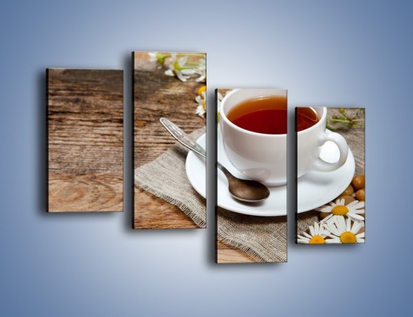 Obraz na płótnie – Herbata wśród stokrotek – czteroczęściowy JN413W2