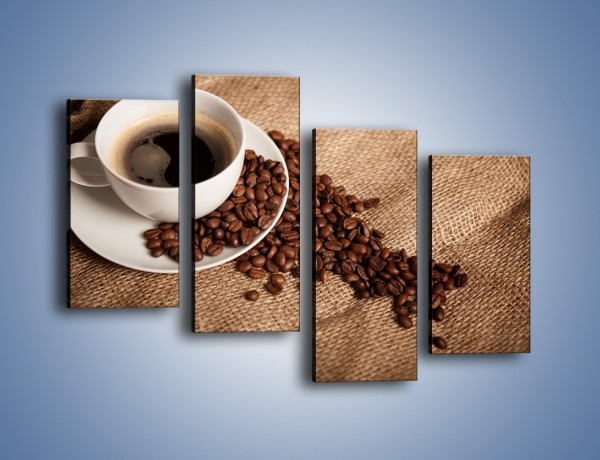 Obraz na płótnie – Kawa na białym spodku – czteroczęściowy JN430W2