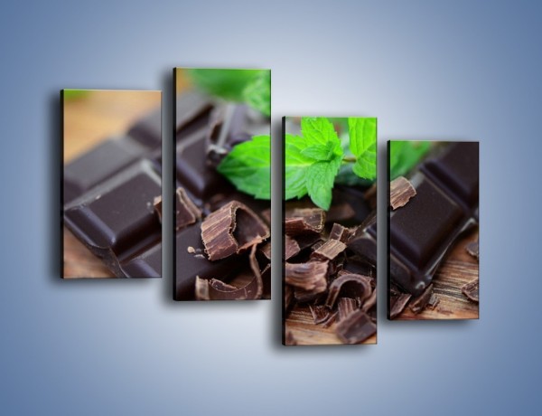 Obraz na płótnie – Połamana czekolada z miętą – czteroczęściowy JN442W2