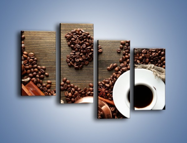 Obraz na płótnie – Serce biel i kawa – czteroczęściowy JN447W2